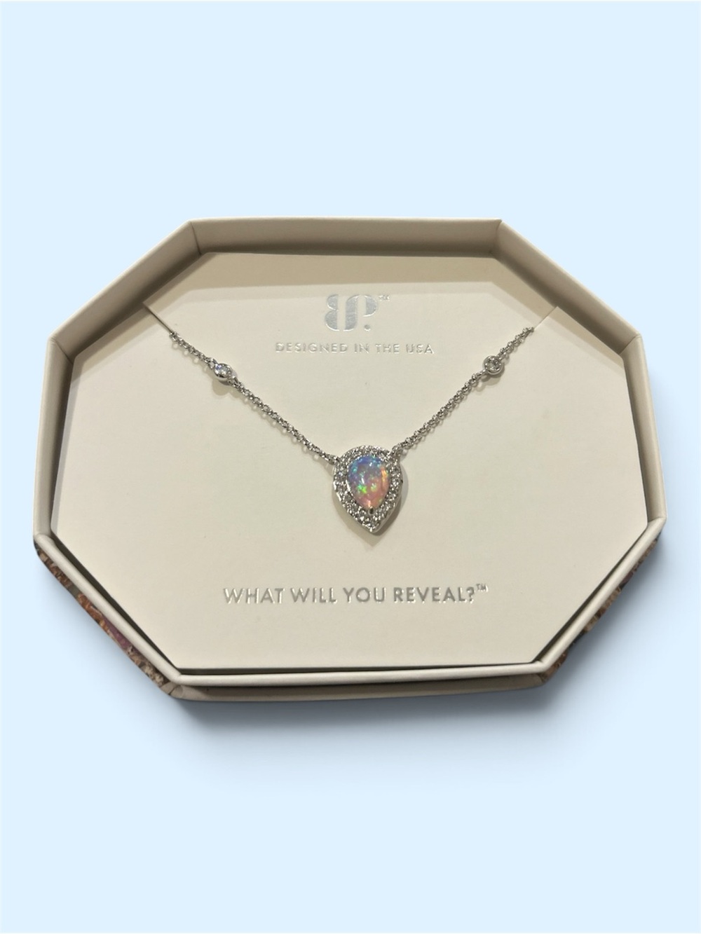 Bomb Party October Birthday 2024 “Gorgeous Statement” Peach Fire Opal Necklace